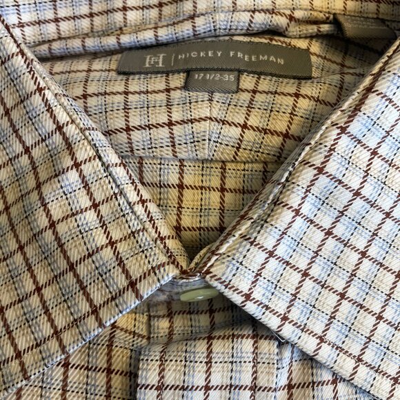 Dashing Brand New Hickey Freeman Button Up French Cuff Shirt - Size: 17.5 / 35 - Picture 2 of 4